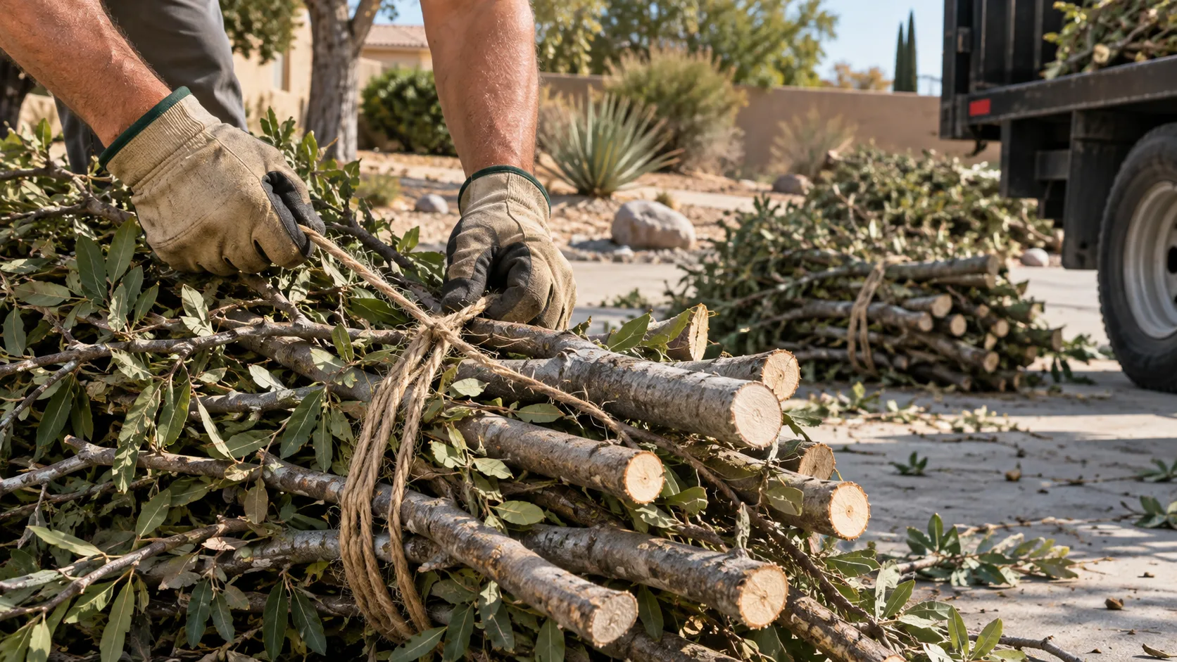 Detailed view of branch removal preparation
